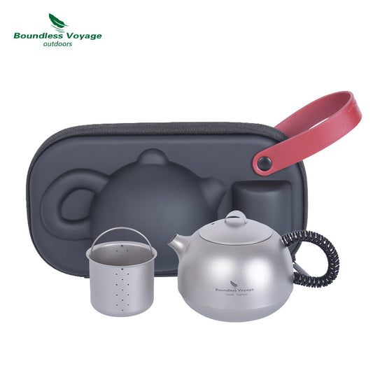 Titanium Teapot with Filter Ultralight 380ml Mini Kettle Cup Tea Set