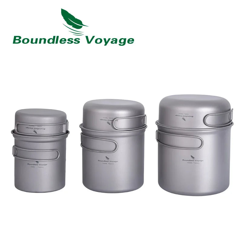 Camping Titanium Pot Pan Set Cookware Set Outdoor Cup Bowl