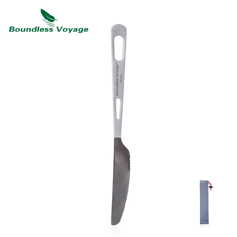 Boundless Voyage Titanium Camping Cutlery Lightweight Spoon Fork Spork Knife Outdoor Picnic Tableware, Travel Dinnerware for Hiking Backpacking Ti1043T