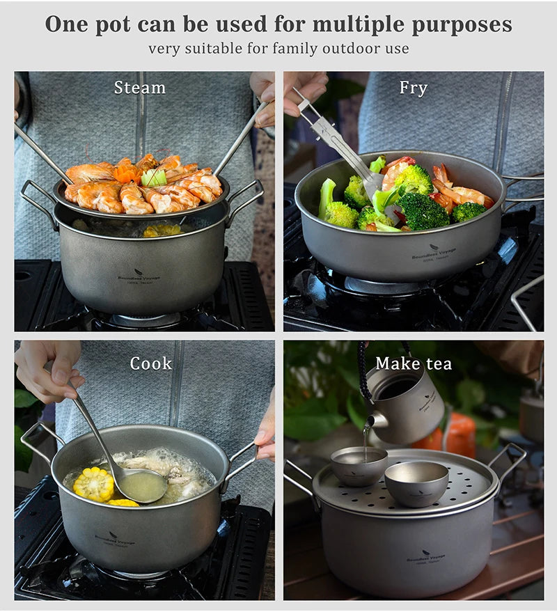 Ultralight 1.9L Titanium Pot 900ml Frying Pan