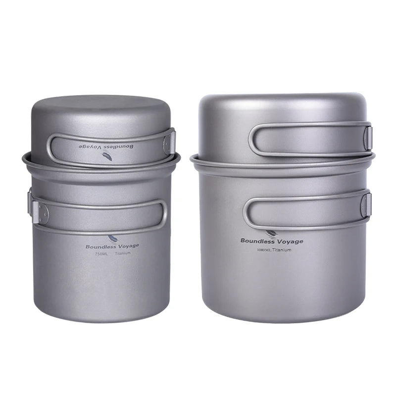Titanium Pot Pan Set Outdoor Cookware Cup Bowl