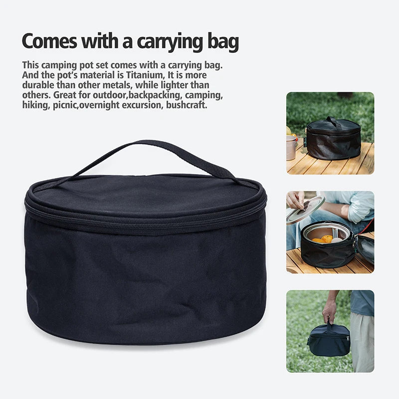 Camping Titanium Pot Ultralight Rice Soup Cooker Multifunctional Cooker