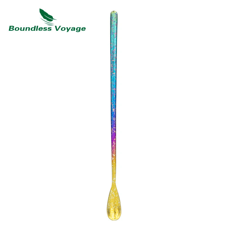Boundless Voyage Titanium Stirring Spoon Long Handle Tea Coffee Bar Cocktail Mixing Stirrers for Drink Durable Cutlery Ti1034T / Ti1035T