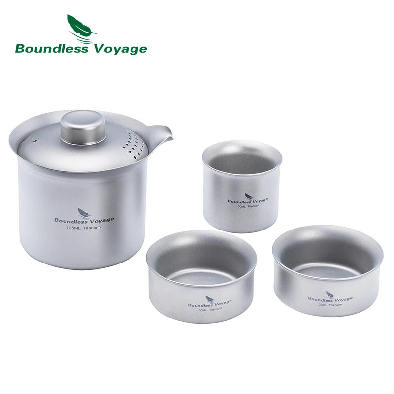 Titanium Tea Bowl Cups Set 125ml Double-Layer Tea Maker 30ml Teacup