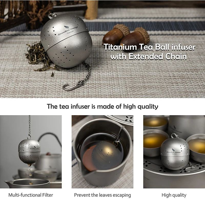 Titanium Tea Ball infuser for Loose Tea Spices with Extended Chain