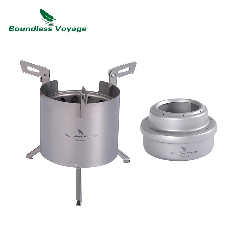 Boundless Voyage Camping Titanium Wood Stove Folding Mini Alcohol Stove Roll Heater Furnace Outdoor Cookware Lightweight Cooker