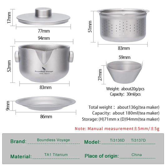 Boundless Voyage Double-Wall Titanium Kungfu Tea Set Ti3137D