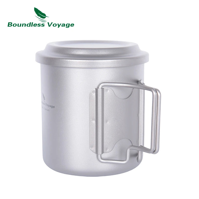 Boundless Voyage 420ml Titanium Mug with Strainer & Lid Lightweight Camping Single Layer Tea Cup with Filter Outdoor Drinkware Ti3054D