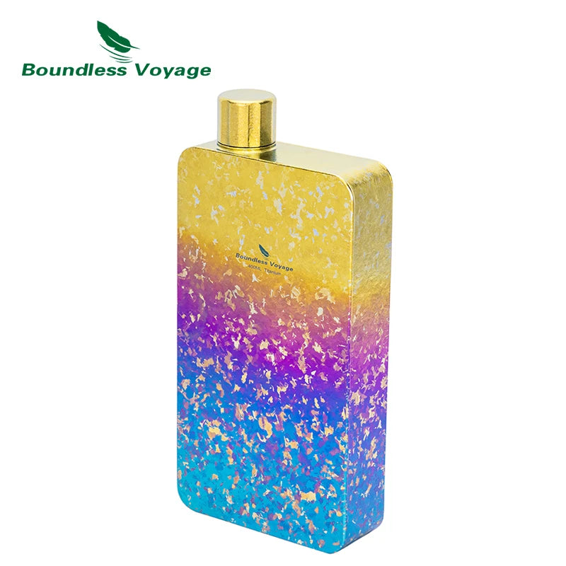 Boundless Voyage 400ml Titanium Flask Leakproof Metal Liquor Wine Bottle Ultralight for Camping & Travel Gift for Men Ti3267D