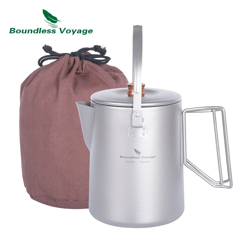 1.5L Titanium Kettle Camping Coffee 500ml Tea Pot
