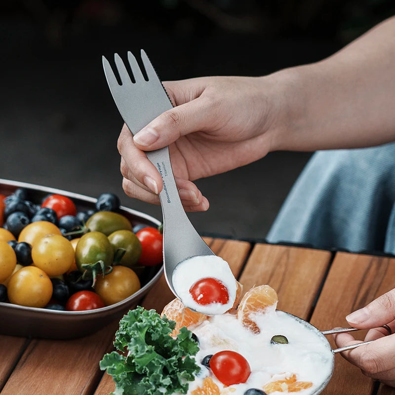 3 in 1 Ultralight Titanium Spork Camping Spoon Fork Knife