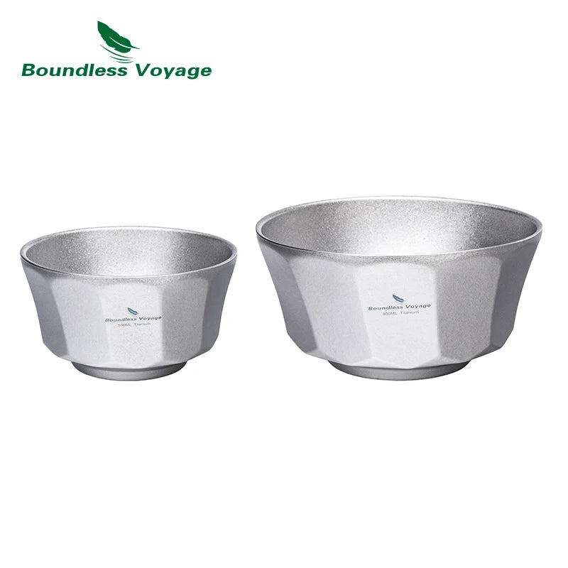 Boundless Voyage 500ml/800ml Double Walled Titanium Bowls Camping Bowl Lightweight Druable Hiking Utensil for Outdoor Dining Ti1174T