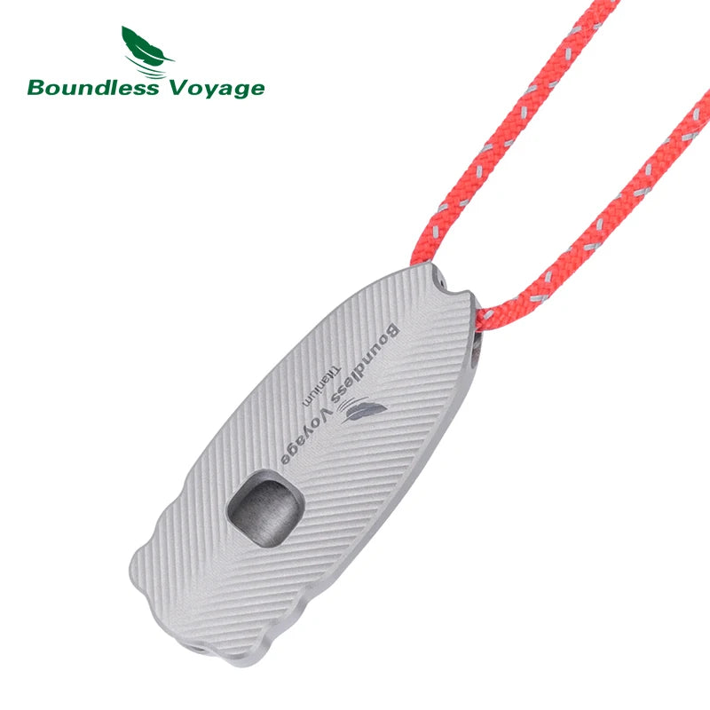 Boundless Voyage 120dB Titanium Survival Whistle Compact Emergency Safety Whistle Ultralight Whistles for Outdoor Hiking Camping Ti9028O