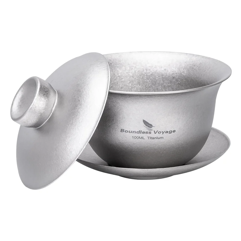 Boundless Voyage 100ml Titanium Gaiwan Traditional Chinese Kung Fu Tea Set with Lid Heat-Resistant Double-Walled Tea Bowl