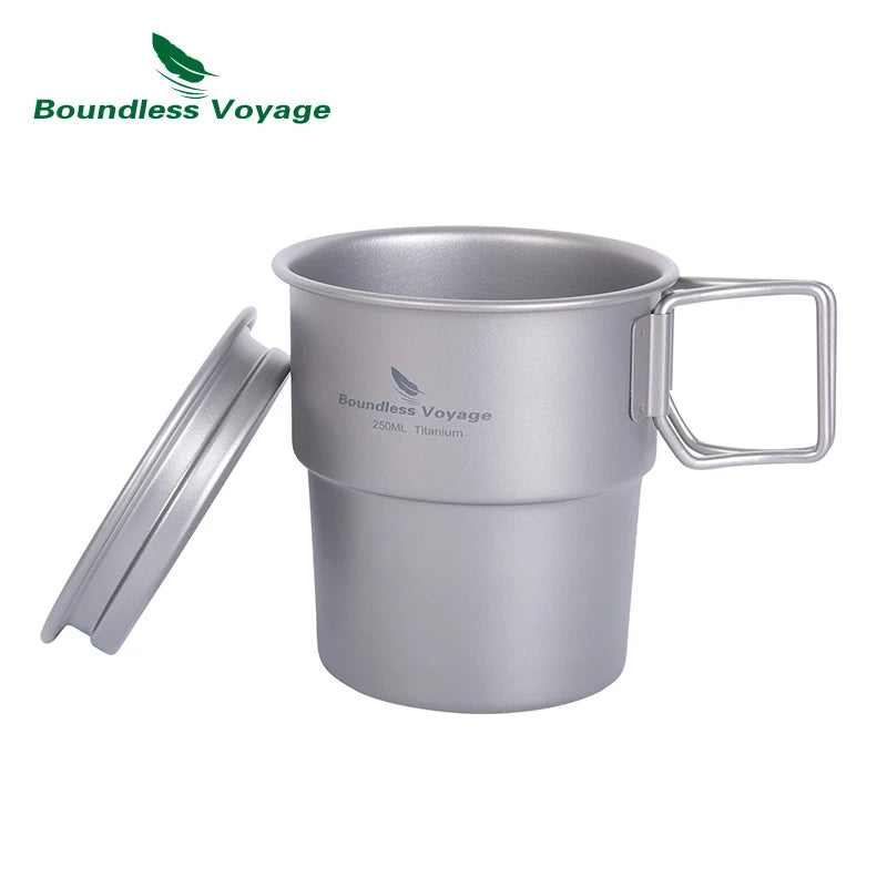 Boundless Voyage Titanium Coffee Cup 250ml Outdoor Portable European Stackable Mug Accompanying Water Bottle Juice Beer Mug