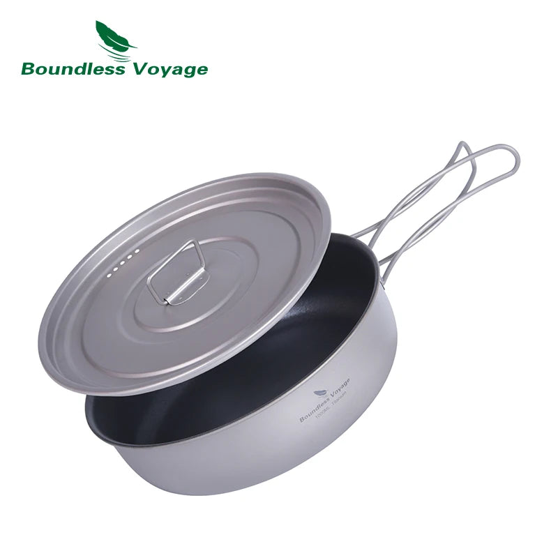 Camping Pan Frying Pan 19cm Titanium Skillet with Lid