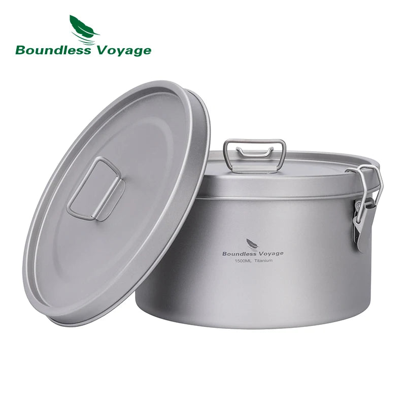 Boundless Voyage Titanium Lunch Box 900ml / 1.5L Leakproof Bento Box with Sealed & Vent Lid Portable Camping Food Container Ti2086C
