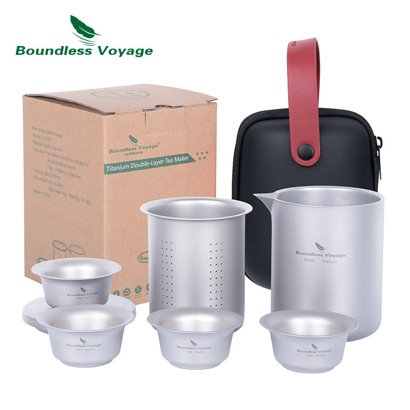 Titanium Tea Set Double-Walled Tea Maker Lightweight Teapot with Filter