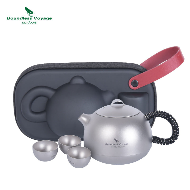 Titanium Teapot with Filter Ultralight 380ml Mini Kettle Cup Tea Set