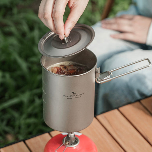 Boundless Voyage 900ml Titanium Pot: Ultralight Camping Cookware with Smart Design
