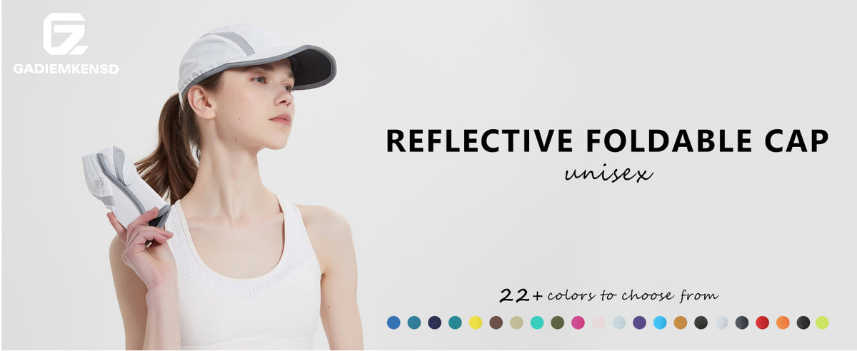 GADIEMKENSD Reflective Folding Outdoor Hat Unstructured Design UPF 50+ Sun Protection Sport Hats for Womens and Mens