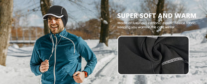 GADIEMKENSD Winter Running Hat with Fleece Ear Warmer & Reflective Trim