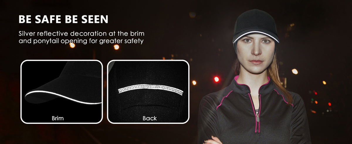 GADIEMKENSD Women's Winter Running Hat – Reflective Ponytail, Fleece Lined for Cold Weather