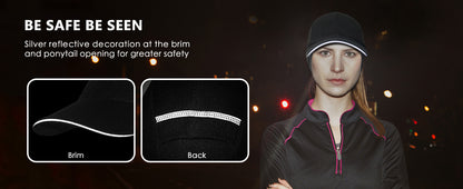 GADIEMKENSD Women's Winter Running Hat – Reflective Ponytail, Fleece Lined for Cold Weather