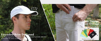 GADIEMKENSD Mens Folding Outdoor Hat Long Brim UPF 50+ Sun Protection