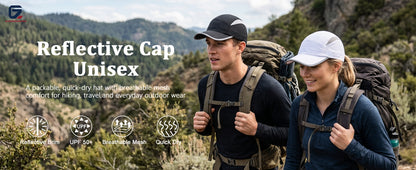 GADIEMKENSD UPF 50+ Reflective Outdoor Cap – Breathable, Quick-Dry, Adjustable for Men & Women