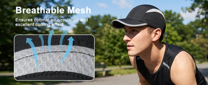 GADIEMKENSD UPF 50+ Reflective Outdoor Cap – Breathable, Quick-Dry, Adjustable for Men & Women