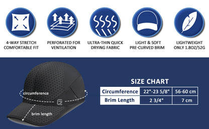 GADIEMKENSD Stretch Running Hat with Soft Brim, Quick Dry, Unstructured, Unisex-Adult