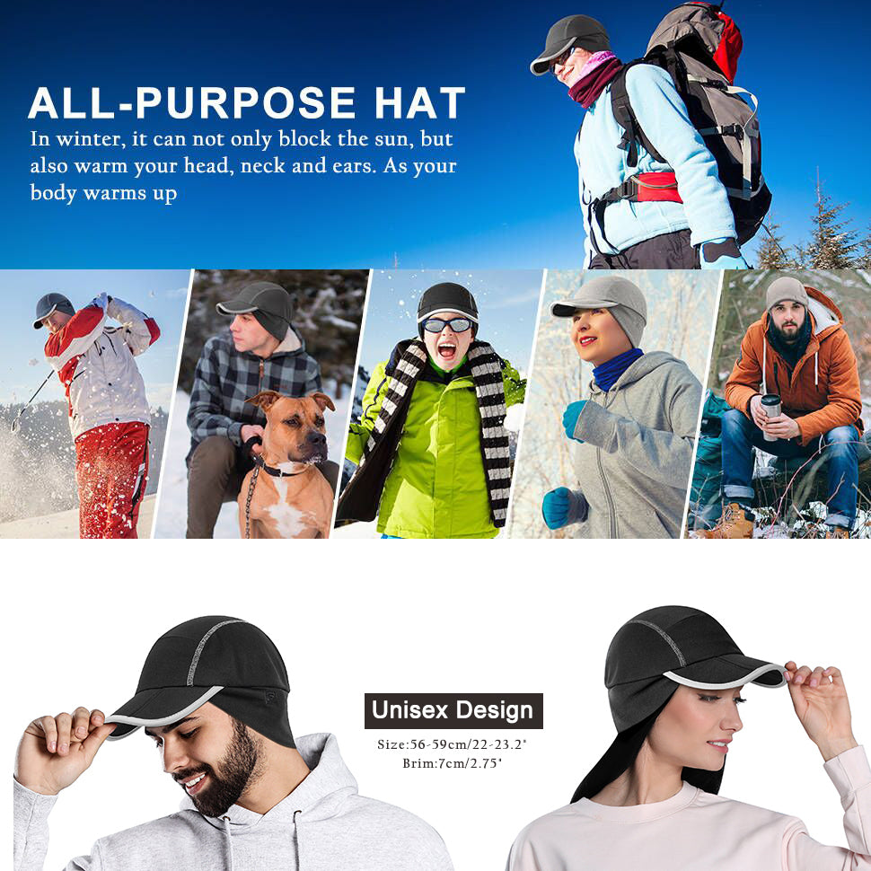 GADIEMKENSD Winter Running Hat with Fleece Ear Warmer & Reflective Trim