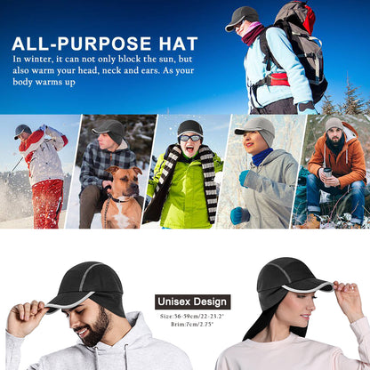 GADIEMKENSD Winter Running Hat with Fleece Ear Warmer & Reflective Trim