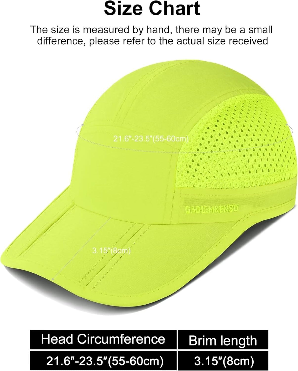 GADIEMKENSD Lightweight Running Cap Sun Hat for Trekking Hiking Quick Dry Breathable Outdoor Sports Unisex M38