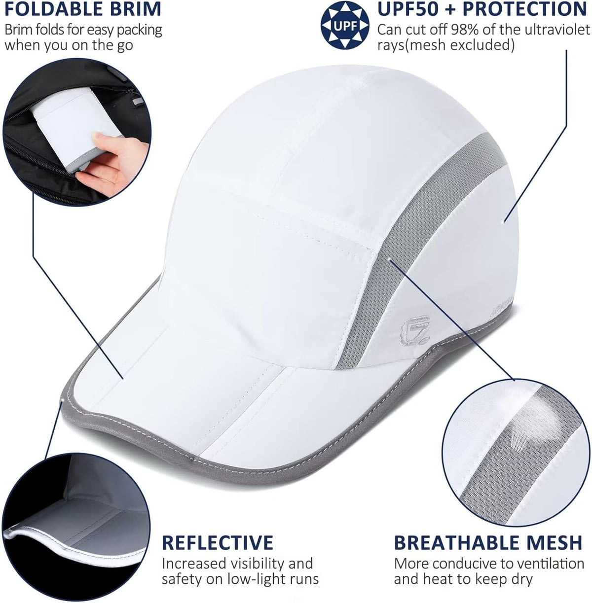GADIEMKENSD Reflective Folding Outdoor Hat Unstructured Design UPF 50+ Sun Protection Sport Hats for Womens and Mens