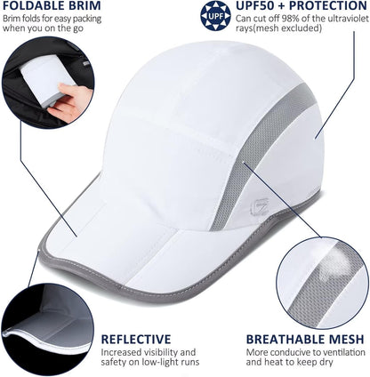 GADIEMKENSD Reflective Folding Outdoor Hat Unstructured Design UPF 50+ Sun Protection Sport Hats for Womens and Mens