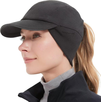 GADIEMKENSD Women's Winter Running Hat – Reflective Ponytail, Fleece Lined for Cold Weather