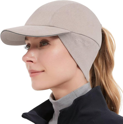 GADIEMKENSD Women's Winter Running Hat – Reflective Ponytail, Fleece Lined for Cold Weather