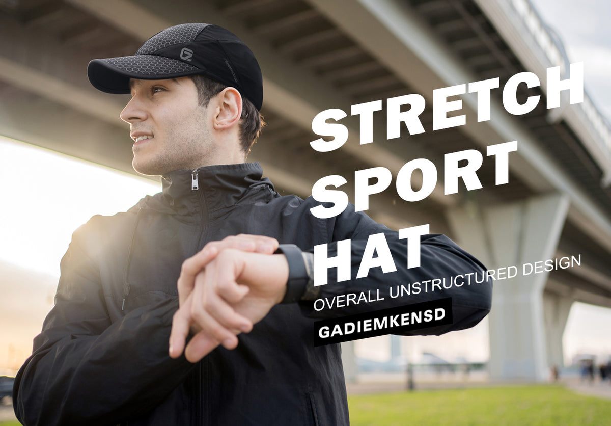 GADIEMKENSD Stretch Running Hat with Soft Brim, Quick Dry, Unstructured, Unisex-Adult