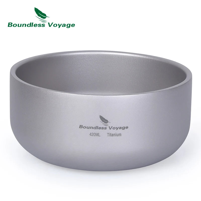 Boundless Voyage Titanium Bowl Set 200ml & 420ml | Lightweight Stackable Camping Bowls for Family | Anti-Scald Outdoor Tableware Ti1084T