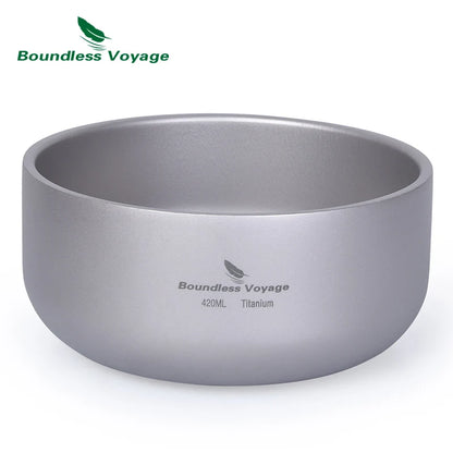 Boundless Voyage Titanium Bowl Set 200ml & 420ml | Lightweight Stackable Camping Bowls for Family | Anti-Scald Outdoor Tableware Ti1084T