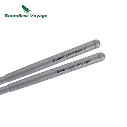 Boundless Voyage Titanium Chopsticks Camping Telescopic Chopsticks Portable Folding Tableware Outdoor Travel Picnic Food Cutlery