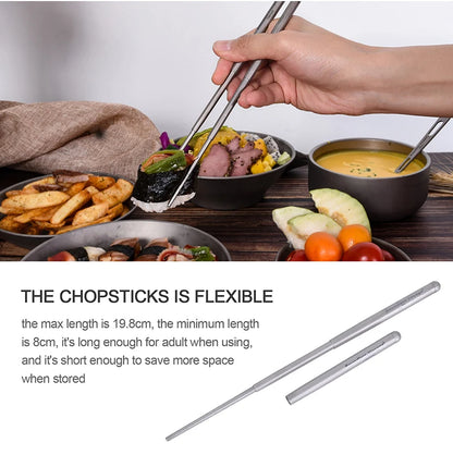 Boundless Voyage Titanium Chopsticks Camping Telescopic Chopsticks Portable Folding Tableware Outdoor Travel Picnic Food Cutlery