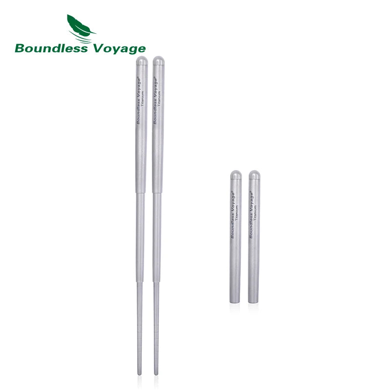Boundless Voyage Titanium Chopsticks Camping Telescopic Chopsticks Portable Folding Tableware Outdoor Travel Picnic Food Cutlery