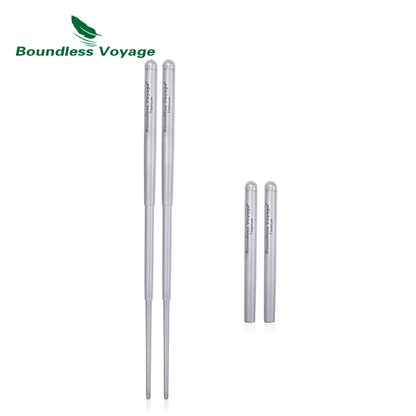 Boundless Voyage Titanium Chopsticks Camping Telescopic Chopsticks Portable Folding Tableware Outdoor Travel Picnic Food Cutlery