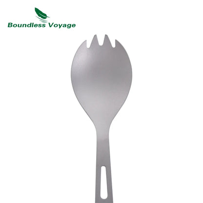 Boundless Voyage Titanium Spork Spoon with Bottle Opener 3 in 1 Outdoor Tableware Camping Cutlery Picnic Portable Flatware Ti1058T