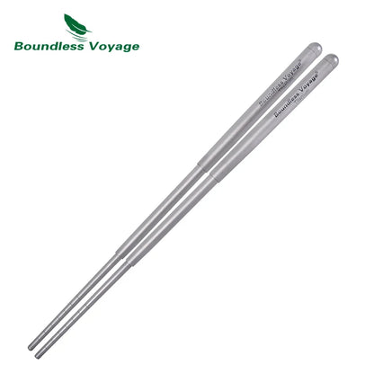 Boundless Voyage Titanium Chopsticks Camping Telescopic Chopsticks Portable Folding Tableware Outdoor Travel Picnic Food Cutlery