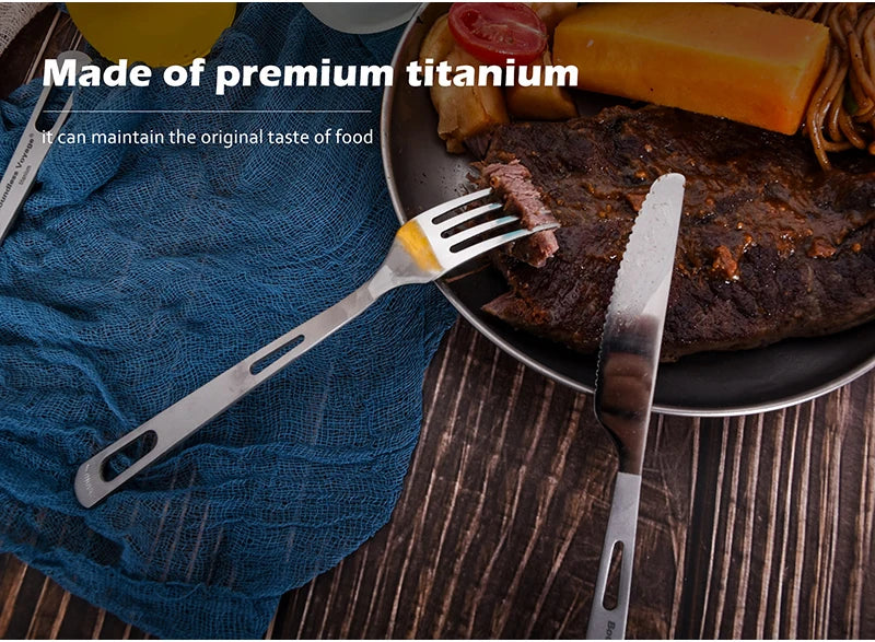 Boundless Voyage Titanium Camping Cutlery Lightweight Spoon Fork Spork Knife Outdoor Picnic Tableware, Travel Dinnerware for Hiking Backpacking Ti1043T