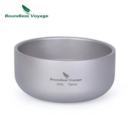 Boundless Voyage Titanium Bowl Set 200ml & 420ml | Lightweight Stackable Camping Bowls for Family | Anti-Scald Outdoor Tableware Ti1084T
